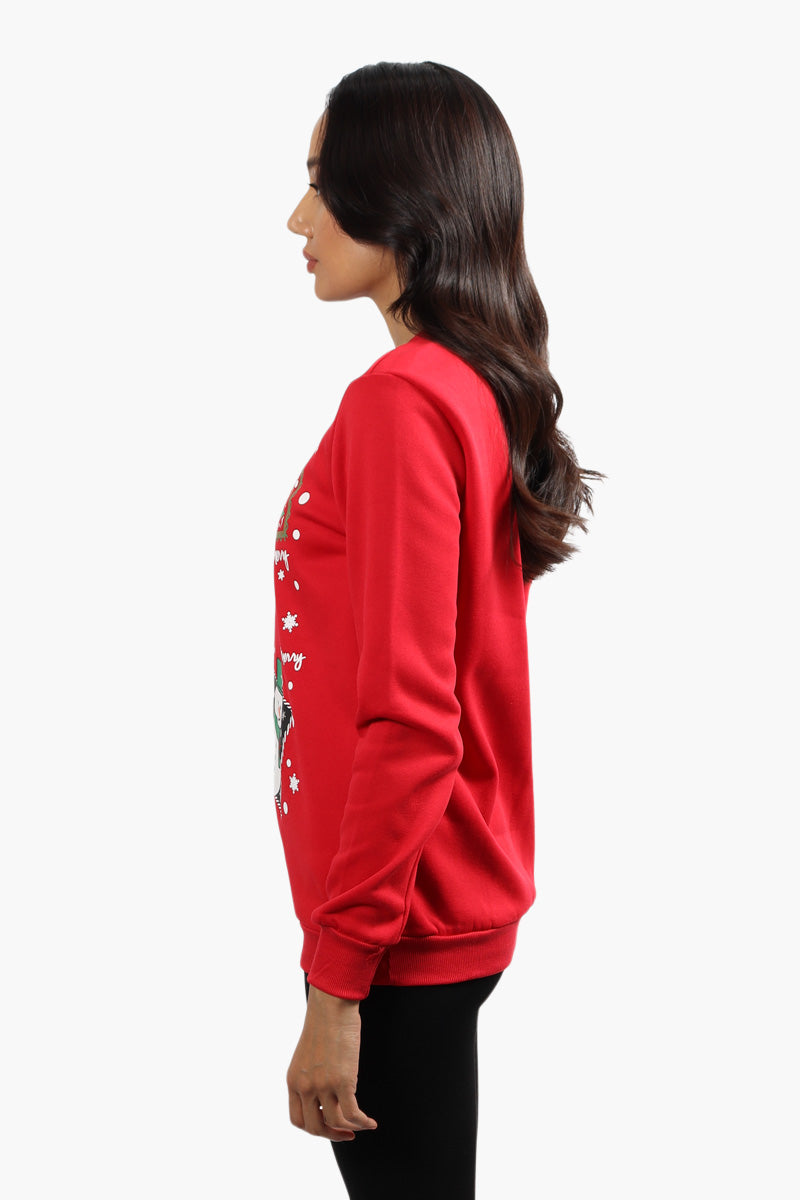 Ugly Christmas Sweater Festive Print Christmas Sweater - Red - Womens Christmas Sweaters - Fairweather