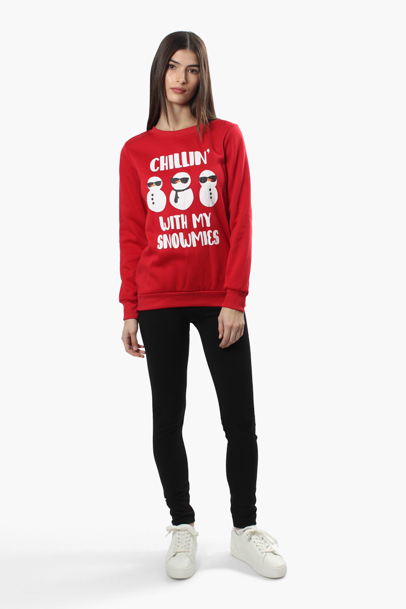 Ugly Christmas Sweater Snowman Print Christmas Sweater - Red - Womens Christmas Sweaters - Fairweather