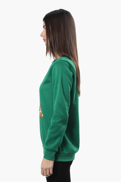Ugly Christmas Sweater Pug Print Christmas Sweater - Green - Womens Christmas Sweaters - Fairweather