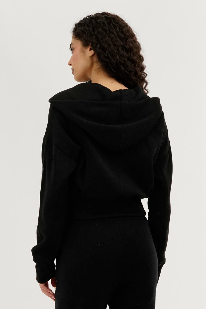 Fahrenheit Cropped Zip Up Hoodie - Black - Womens Hoodies & Sweatshirts - Fairweather