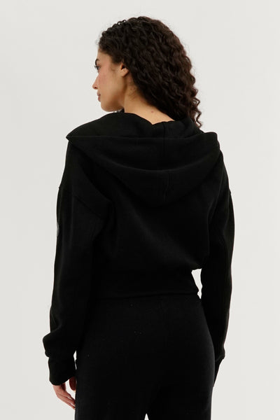 Fahrenheit Cropped Zip Up Hoodie - Black - Womens Hoodies & Sweatshirts - Fairweather