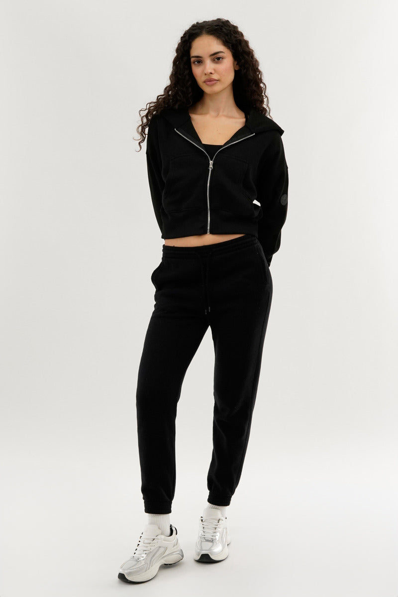 Fahrenheit Cropped Zip Up Hoodie - Black - Womens Hoodies & Sweatshirts - Fairweather