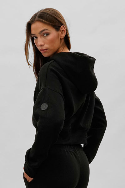 Fahrenheit Cropped Drop Shoulder Hoodie - Black - Womens Hoodies & Sweatshirts - Fairweather