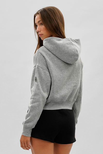 Fahrenheit Cropped Drop Shoulder Hoodie - Grey - Womens Hoodies & Sweatshirts - Fairweather