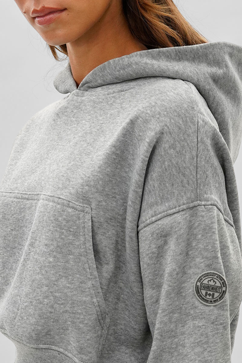 Fahrenheit Cropped Drop Shoulder Hoodie - Grey - Womens Hoodies & Sweatshirts - Fairweather