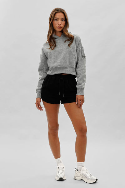 Fahrenheit Cropped Drop Shoulder Hoodie - Grey - Womens Hoodies & Sweatshirts - Fairweather
