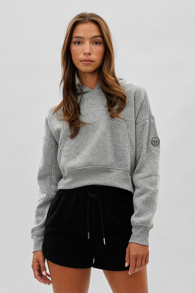 Fahrenheit Cropped Drop Shoulder Hoodie - Grey - Womens Hoodies & Sweatshirts - Fairweather