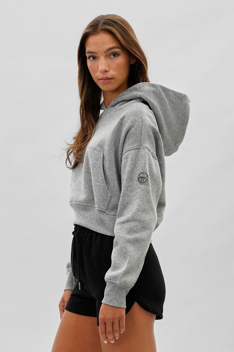 Fahrenheit Cropped Drop Shoulder Hoodie - Grey - Womens Hoodies & Sweatshirts - Fairweather