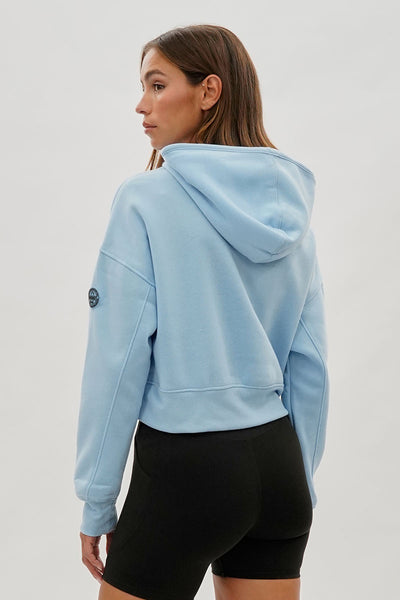 Fahrenheit Cropped Drop Shoulder Hoodie - Blue - Womens Hoodies & Sweatshirts - Fairweather