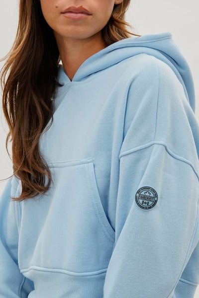 Fahrenheit Cropped Drop Shoulder Hoodie - Blue - Womens Hoodies & Sweatshirts - Fairweather
