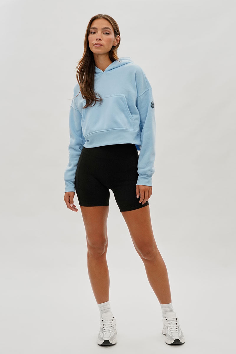Fahrenheit Cropped Drop Shoulder Hoodie - Blue - Womens Hoodies & Sweatshirts - Fairweather