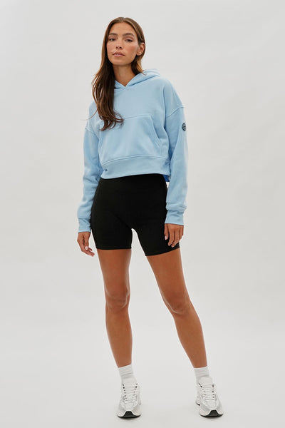 Fahrenheit Cropped Drop Shoulder Hoodie - Blue - Womens Hoodies & Sweatshirts - Fairweather