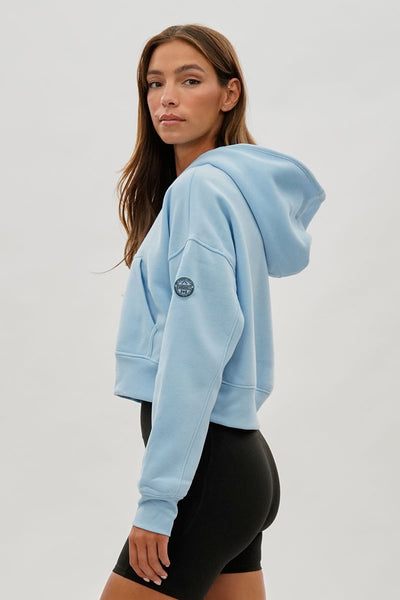 Fahrenheit Cropped Drop Shoulder Hoodie - Blue - Womens Hoodies & Sweatshirts - Fairweather