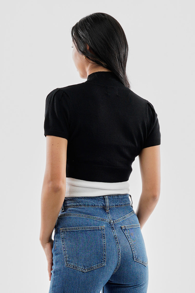 Beechers Brook Short Sleeve Open Front Shrug Cardigan - Black - Womens Cardigans - Fairweather