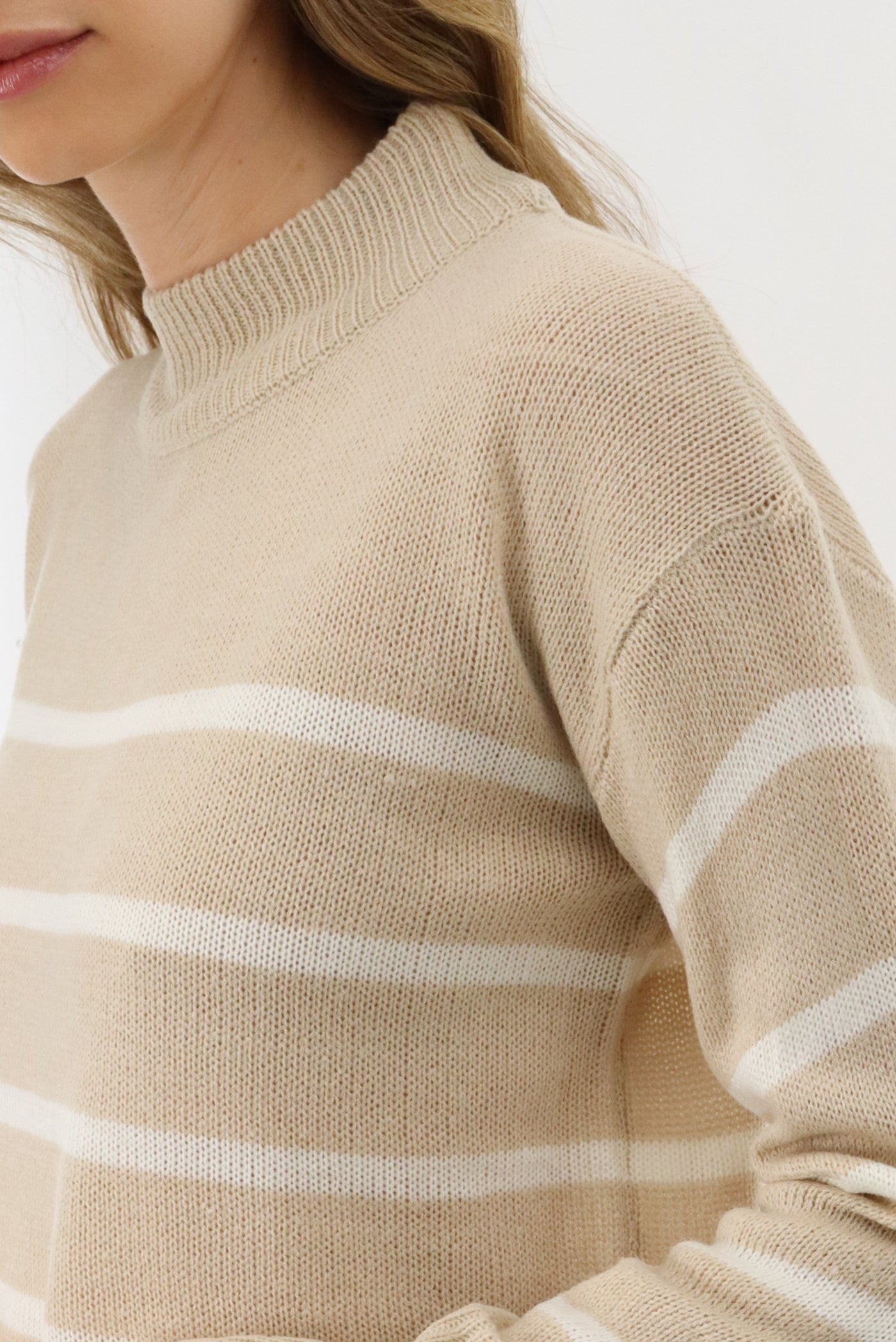 Beechers Brook Striped Knit Pullover Sweater - Beige - Womens Pullover Sweaters - Fairweather