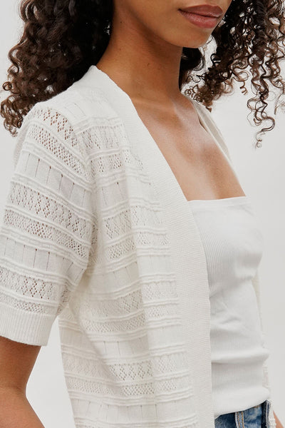 Beechers Brook Short Sleeve Knit Cardigan - White - Womens Cardigans - Fairweather