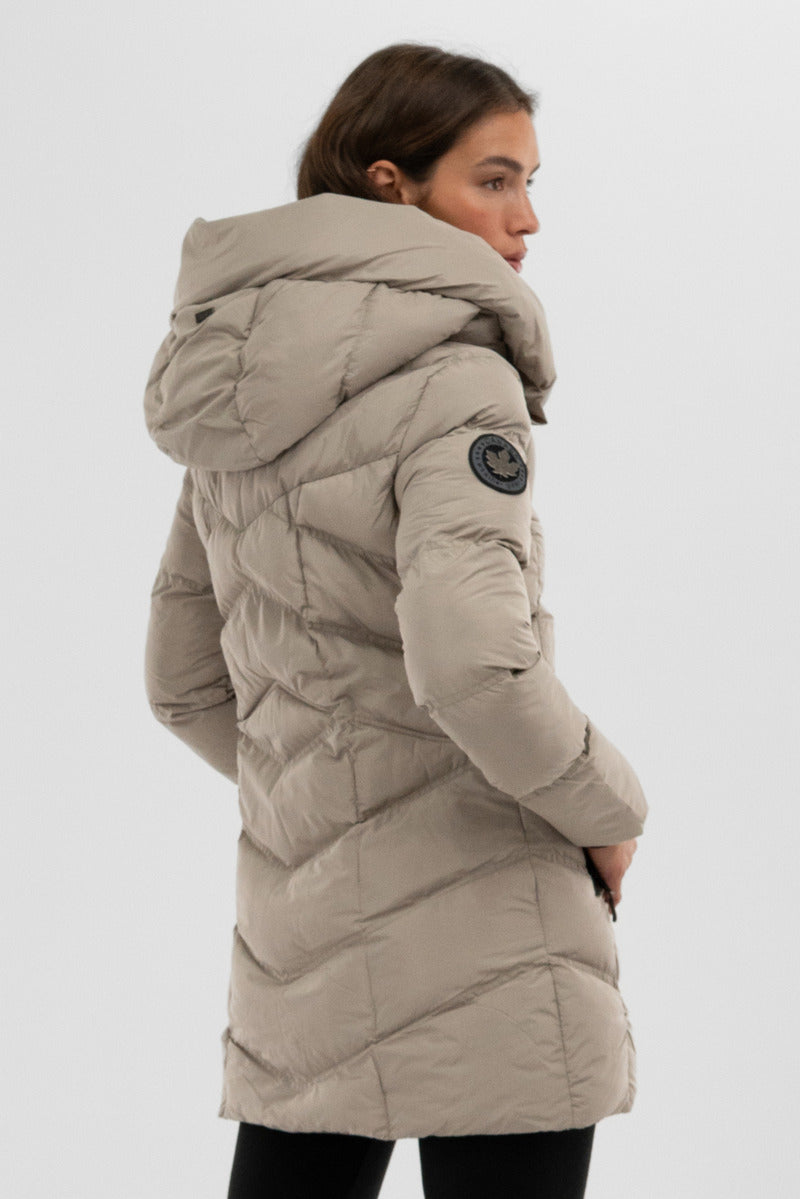 Canada Weather Gear Chevron Quilted Parka Jacket - Beige - Womens Parka Jackets - Fairweather