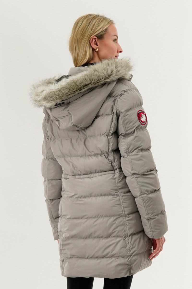 Canada Weather Gear Tie Waist Puffer Parka Jacket - Grey - Womens Parka Jackets - Fairweather