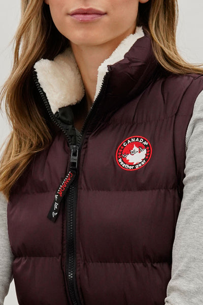 Gilet matelassé Canada Weather Gear à col doublé polaire – Bordeaux