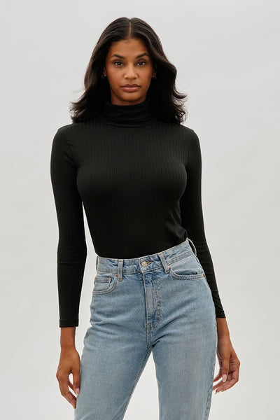 Majora Long Sleeve Turtleneck Pullover Sweater - Black - Womens Tees & Tank Tops - Fairweather