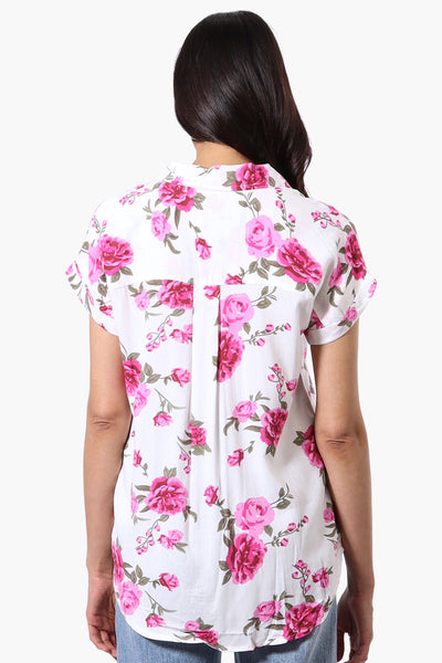 Majora Floral Camp Collar Button Up Shirt - White - Womens Shirts & Blouses - Fairweather