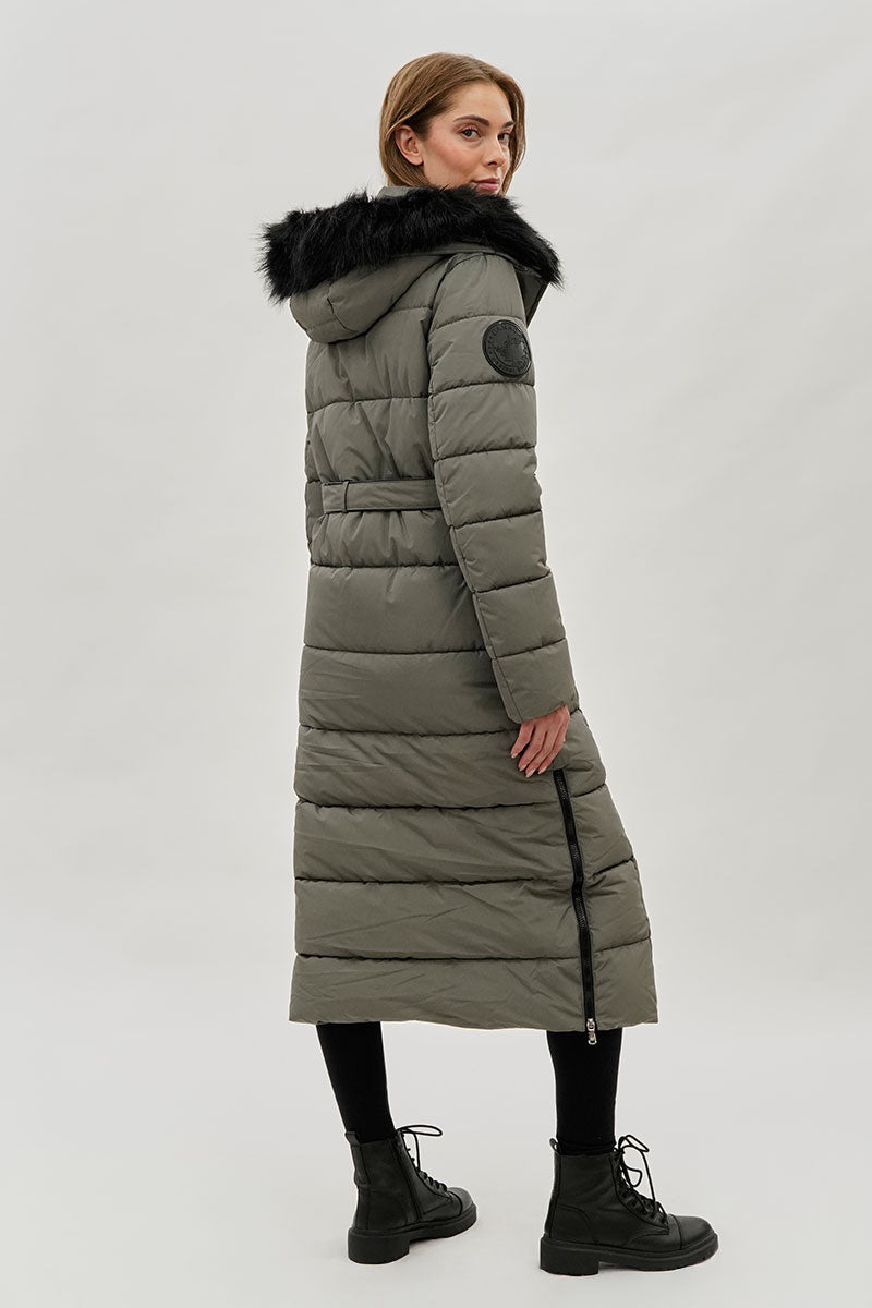 Parka longue doublée de fausse fourrure Canada Weather Gear - Olive