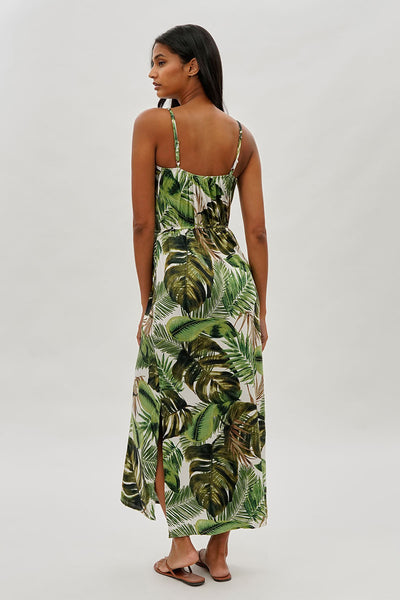 International INC Company Leaf Print Keyhole Maxi Dress - Green - Womens Maxi Dresses - Fairweather