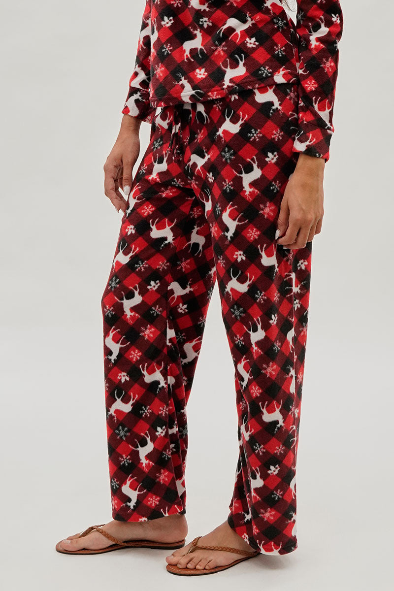 Canada Weather Gear Festive Print Wide Leg Pajama Pants - Red - Womens Pajamas - Fairweather