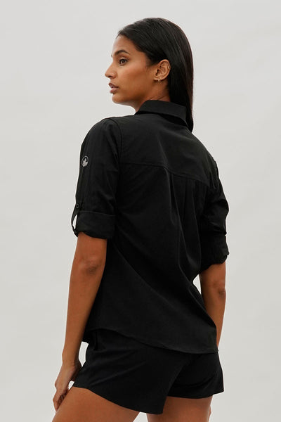 Canada Weather Gear Button Up Utility Shirt - Black - Womens Shirts & Blouses - Fairweather