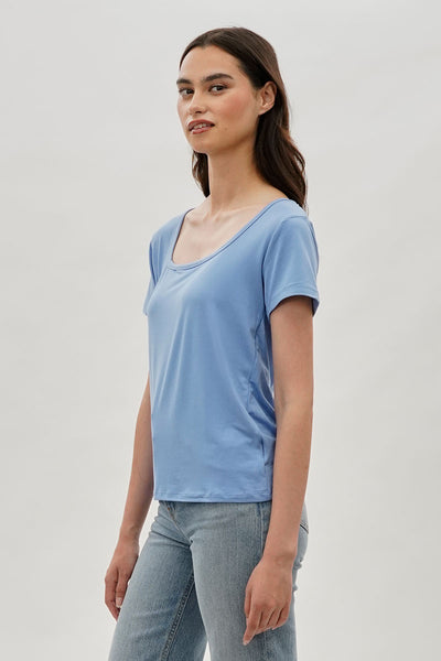 Costa Blanca Square Neck Tee - Blue - Womens Tees & Tank Tops - Fairweather