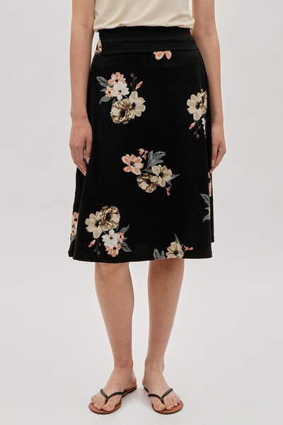 International INC Company Floral Fold Over Midi Skirt - Black - Womens Skirts - Fairweather