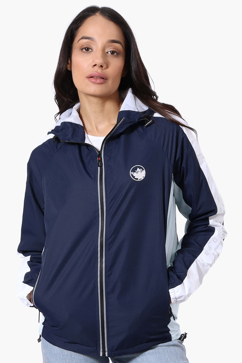 Canada Weather Gear Logo Print Sleeve Ripstop Lightweight Jacket - Navy - Womens Lightweight Jackets - Fairweather
