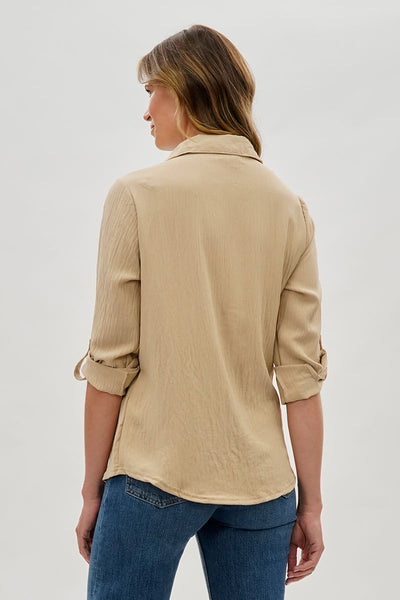 Stylexchange Vintage Classic Button Down Shirt - Beige - Womens Shirts & Blouses - Fairweather