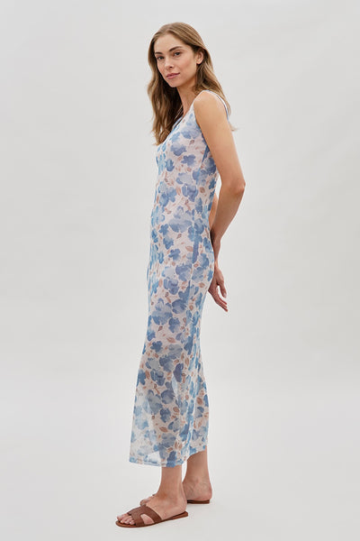 Stylexchange Floral Sheer Lined Maxi Dress - Blue - Womens Maxi Dresses - Fairweather