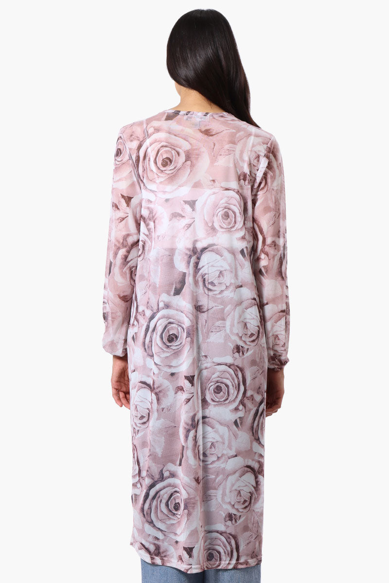 sheer cardigans for dresses Floral Long Sleeve Sheer Duster Cardigan