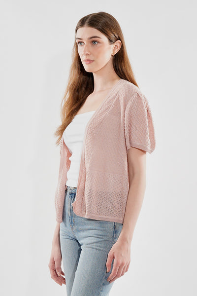Beechers Brook Short Sleeve Open Shrug Cardigan - Blush