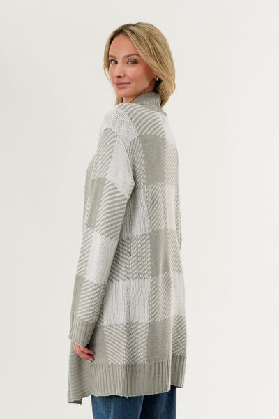 Canada Weather Gear Plaid Fold Over Wrap Cardigan - Grey - Womens Cardigans - Fairweather