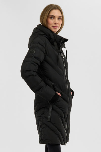 Canada Weather Gear Chevron Quilted Long Parka Jacket - Black - Womens Parka Jackets - Fairweather