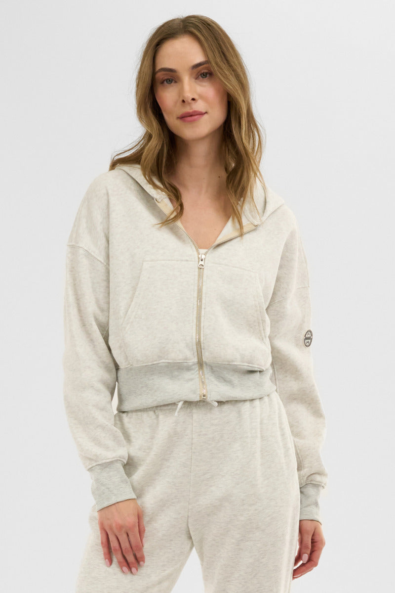 Fahrenheit Cropped Zip Up Hoodie - White - Womens Hoodies & Sweatshirts - Fairweather