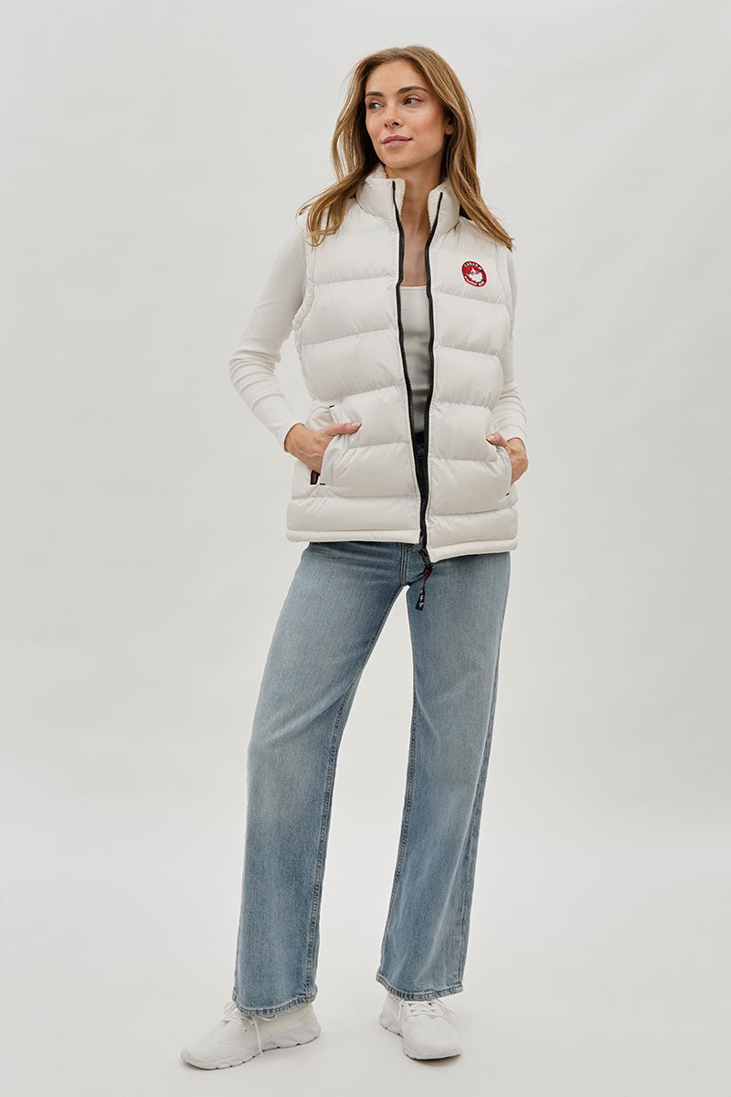 Gilet matelassé Canada Weather Gear à col doublé polaire – Blanc