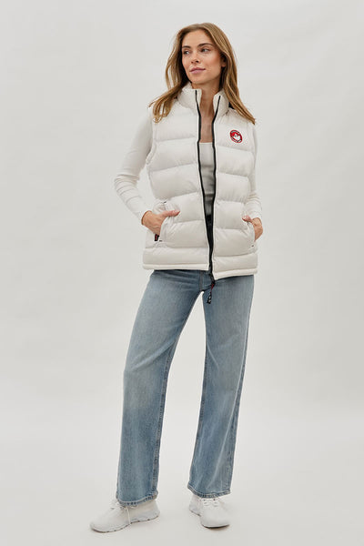 Gilet matelassé Canada Weather Gear à col doublé polaire – Blanc