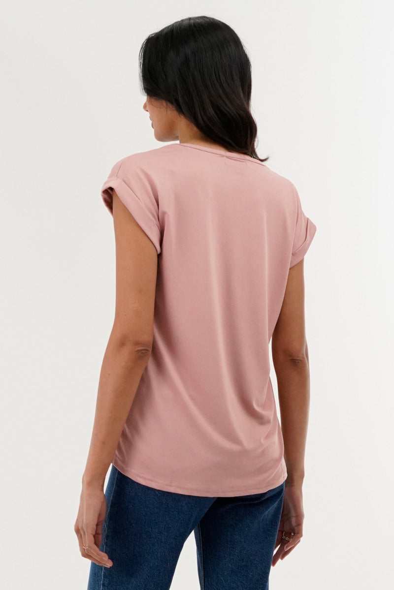 International INC Company Shoulder Lace Up Tee - Pink - Womens Tees & Tank Tops - Fairweather
