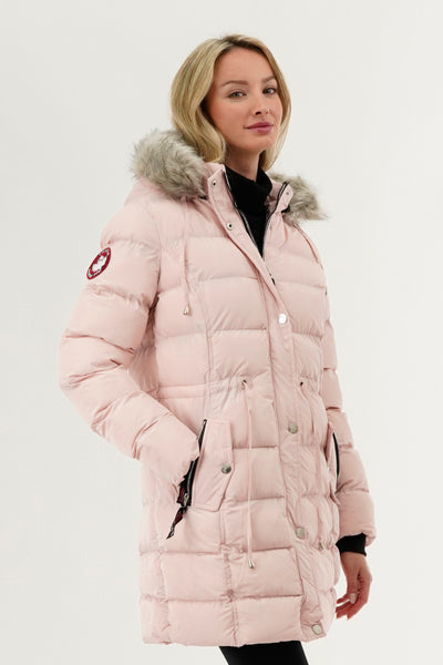 Canada Weather Gear Tie Waist Puffer Parka Jacket - Pink - Womens Parka Jackets - Fairweather