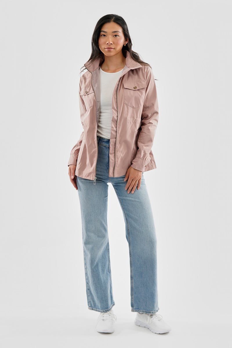 Canada Weather Gear Coated Microfibre Zip Up Lightweight Jacket - Pink - Womens Lightweight Jackets - Fairweather