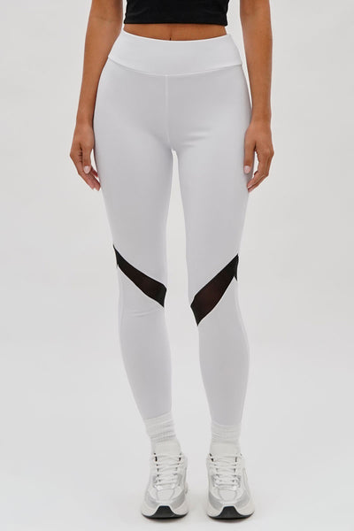 Super Triple Goose Mesh Detail Leggings - White - Womens Leggings - Fairweather