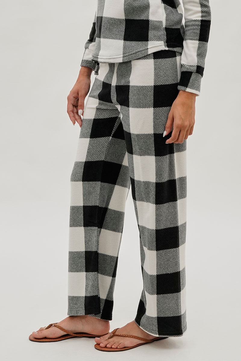 Canada Weather Gear Plaid Print Wide Leg Pajama Pants - White - Womens Pajamas - Fairweather