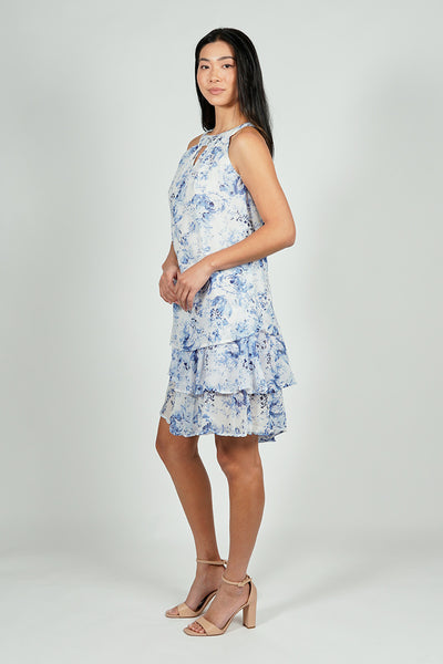 Limite Floral Tiered Halter Neck Day Dress - White - Womens Day Dresses - Fairweather