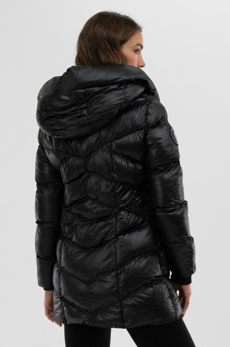 Canada Weather Gear Chevron Quilted Parka Jacket - Black - Womens Parka Jackets - Fairweather
