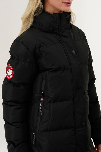 Canada Weather Gear Quilted Maxi Parka Jacket - Black - Womens Parka Jackets - Fairweather