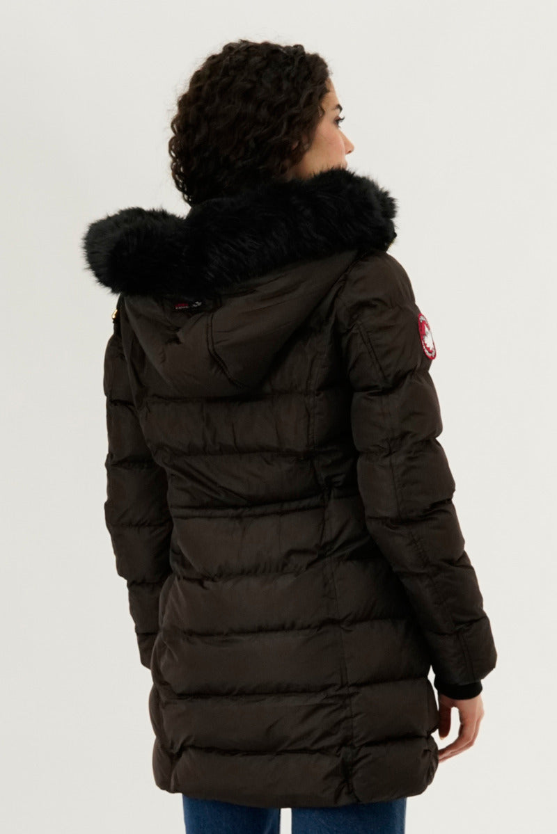 Canada Weather Gear Tie Waist Puffer Parka Jacket - Brown - Womens Parka Jackets - Fairweather